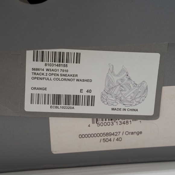 size 40 EU / 7 US Balenciaga Track 2 Sneakers Orange Open - Picture 16 of 16